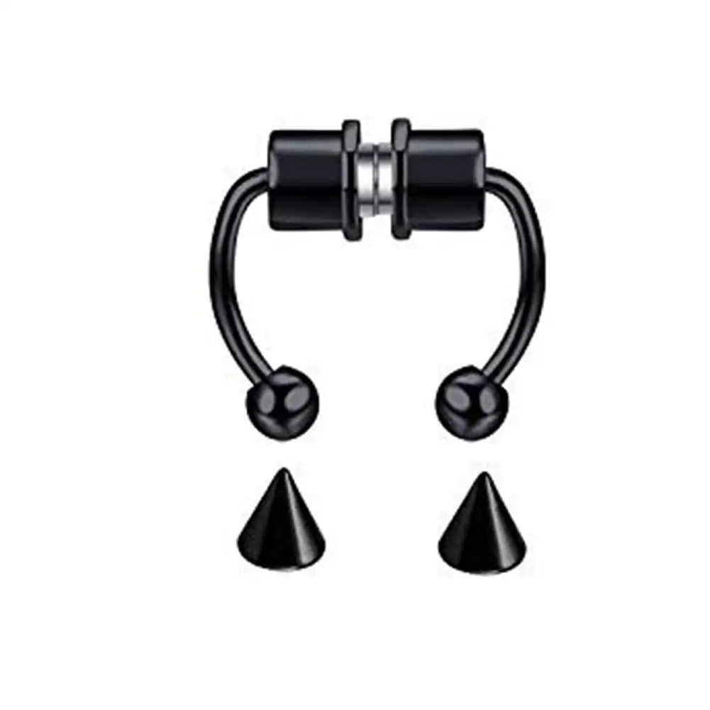 Fake Nose Piercing Septum Hoop Nose Clip HipHoop Rock Steel Magnet Nose Punk Body Jewelry For Unisex High-end - AMULET RING STORE