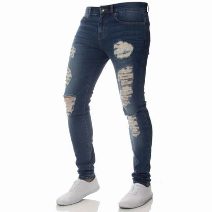 Ripped Jeans Men Stretch Skinny Grey Blue Black Hip Hop Denim Trousers Streetwear Casual Slim Fit Jeans for Men Jogging jean