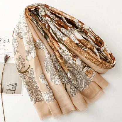 Retro Bohemian Women Viscose Scarf Big Size 88*180cm Cotton Linen Feeling Soft Shawl Tassel Hijab Wrap Summer Soft Beach