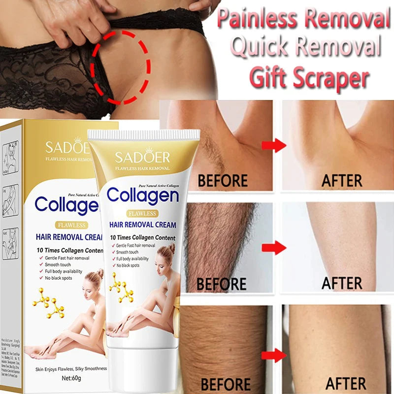 Fast Hair Removal Cream Painless Hair Growth Inhibitor Arm Armpit Legs Permanent Depilatory for Men Women Beauty Body Care 60g - AMULET RING STORE