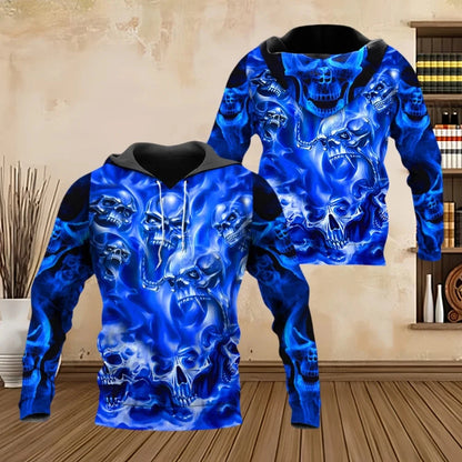 Fashion Men Hoodies Four Seasons Vintage Skull 3D Print Pullover Sweatshirts Men Comforts Kangaroo Pocket Y2k Hoodies Clothing - AMULET RING STORE