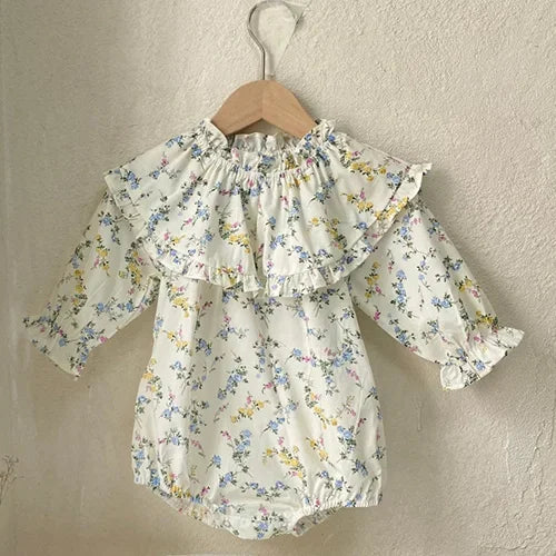 2024 New Autumn 0-3Yrs Kids Princess Dress Baby Bodysuits Long Sleeved Cotton Print Infant Baby Girls Party Dress Sister Clothes