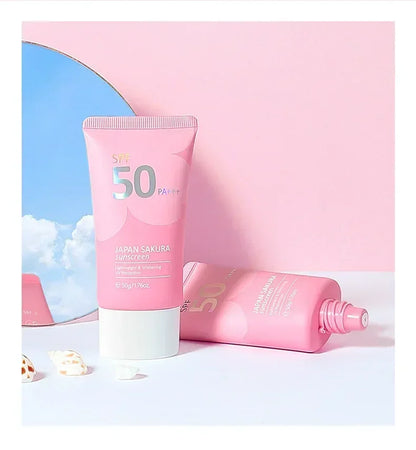LAIKOU SPF 50 PA+++ Sakura Sunscreen For Face Body Neck Solar Blocker Long-Lasting Sun Block Facial Sunscreen Sun Cream 50g - AMULET RING STORE