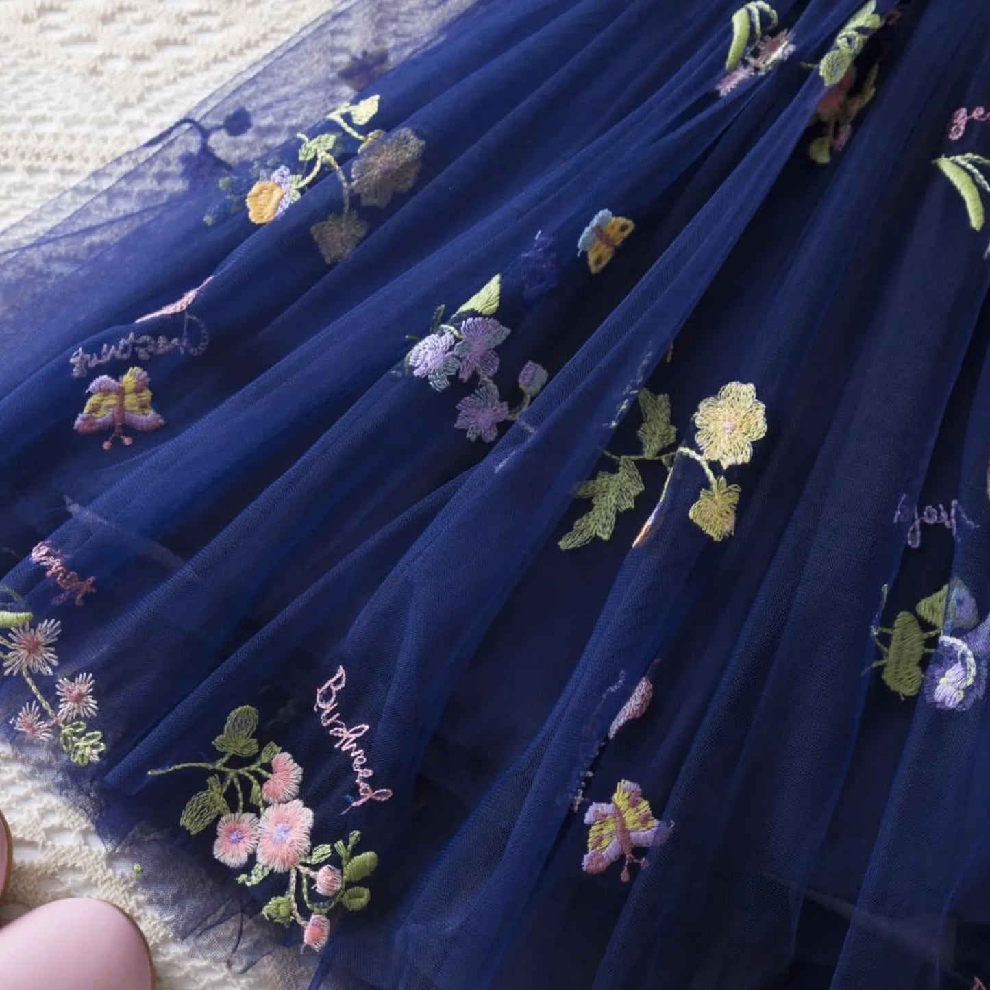 Delicate Party Prom Evening Dress Colorful Flower Embroidery Dresses Fashion Butterfly Princess Dress Birthday Princess Clothes