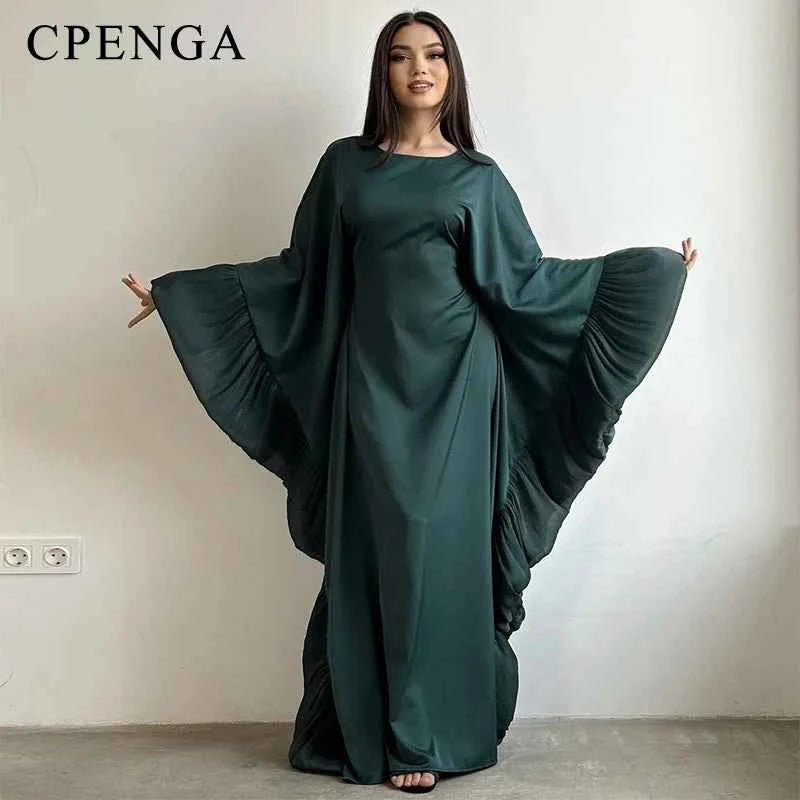 2025 Eid Arabic Muslim Women Modest Dress Luxury Dubai Abaya Islamic Party Lace-detailed Sleeves Robe Festival Turkey Outfit