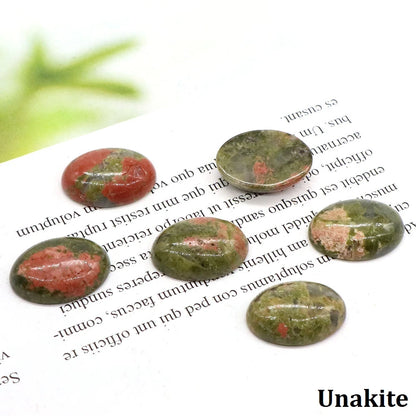 5pcs/Lot Natural Crystals Stone Oval Cabochon Beads Flat Back Cab Cameo DIY Ring Pendant Necklace Jewelry Making Accessories