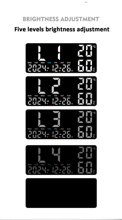 Digital Wall Clock with Atmosphere Lights Remote Control TEMP Humidity Display LED Large Table Clock Multifunctional Alarm Clock
