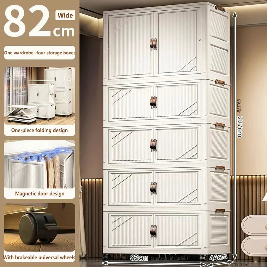 Multi-specification Multifunction White Folding Storage Cabinet Large Capacity Dustproof Wardrobe Storage Box - AMULET RING STORE