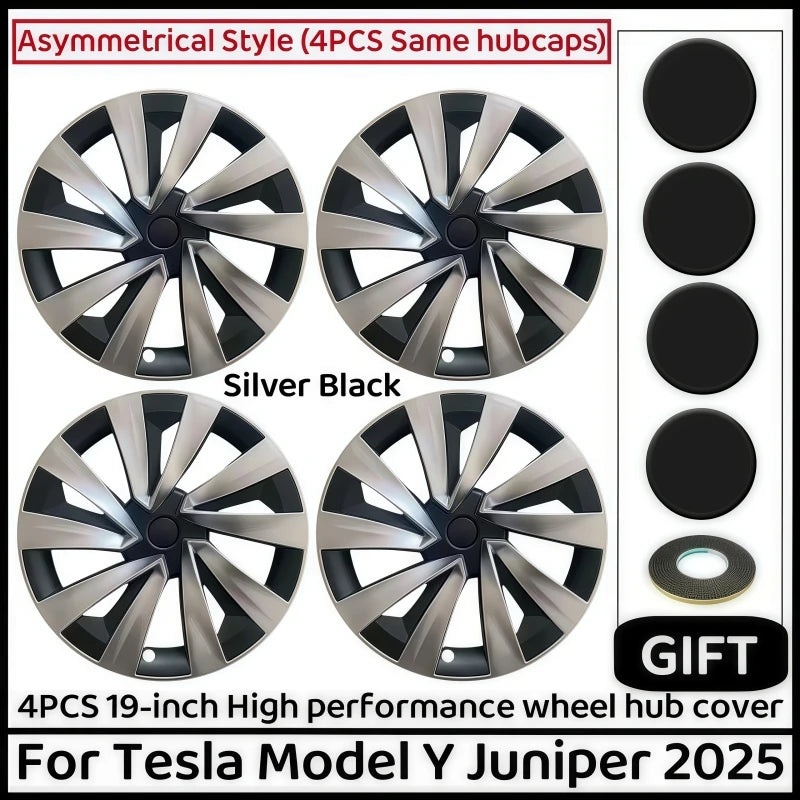 4PCS Wheel Cover for Tesla Model Y Juniper 19 Inch 2025 Car Replacement Wheel Cover Automobile Hub Cap Full Rim Car Accessories