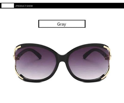 Women’s Sexy Retro Sunglasses Gradient Sun Glasses Round Large-Framed Brand Designer Style with Camellia Hollow-out Accents