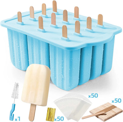 Summer DIY Ice Cream Tools With Wooden Sticks Silicone Popsicle Molds Set Kitchen Accessories Quench Thirst Snacks for Children - AMULET RING STORE