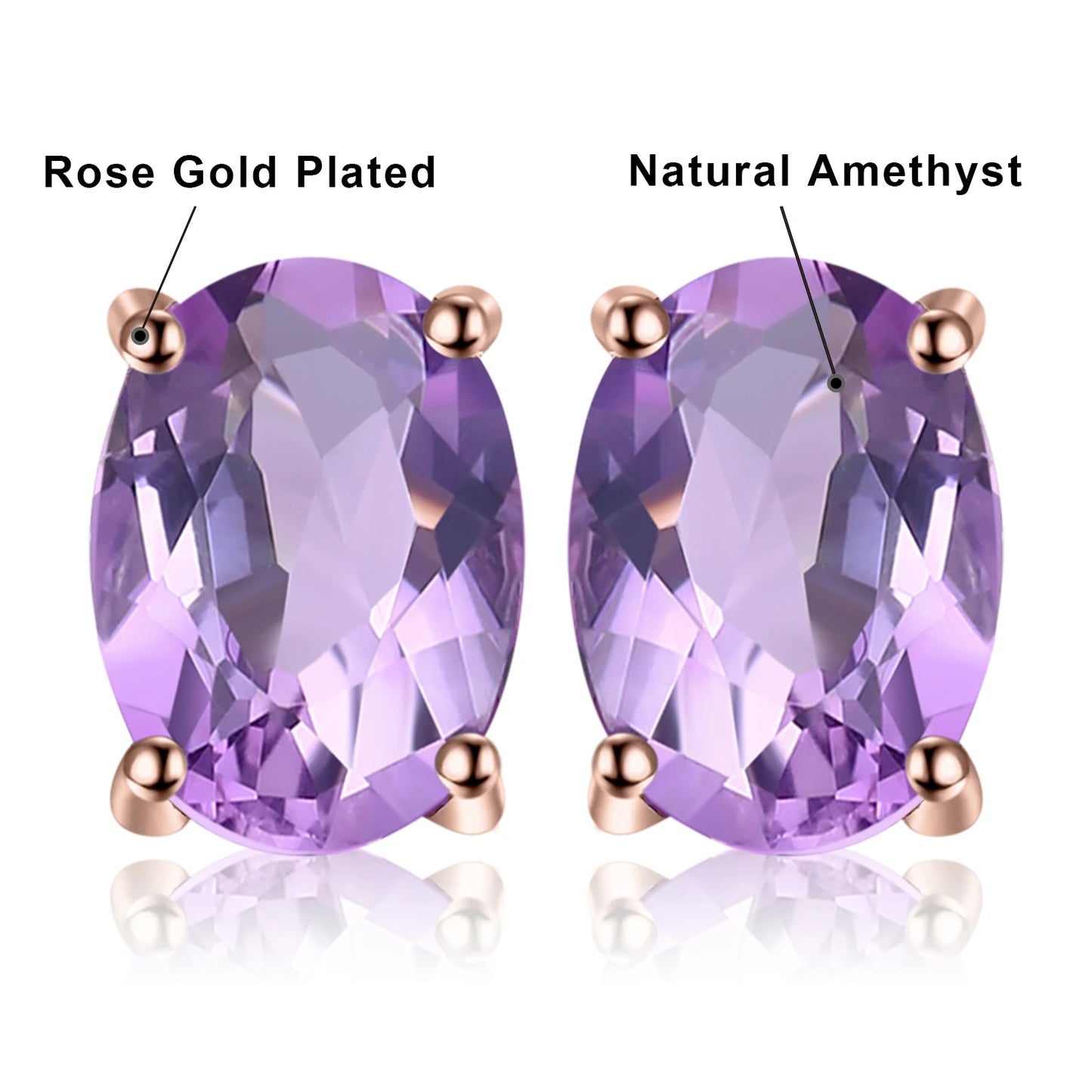 JewelryPalace Rose Gold Yellow Gold Plated Oval Natural Amethyst Citrine Garnet Topaz Peridot 925 Sterling Silver Earrings Woman