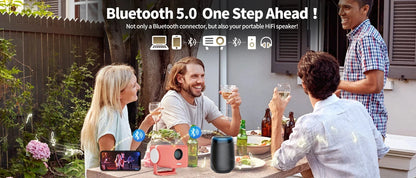 DESS Projector 4K Mini Portable Build-in Apps WIFI6 Mirror SmartPhone For 4K Video Home Cinema Projector Outdoor Rotatable 180°