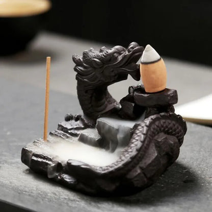 Backflow Incense Burner Incense Holder Auspicous Dragon Waterfall Aroma Furnace China Ceramic Crafts Zen Home Decor - AMULET RING STORE