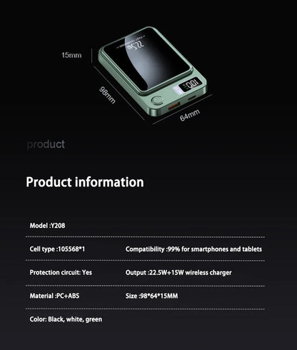 30000mAh Magnetic Power Bank 22.5W Fast Charging Portable External Battery Ultra Thin Safe Wireless  For iPhone Huawei Samsung