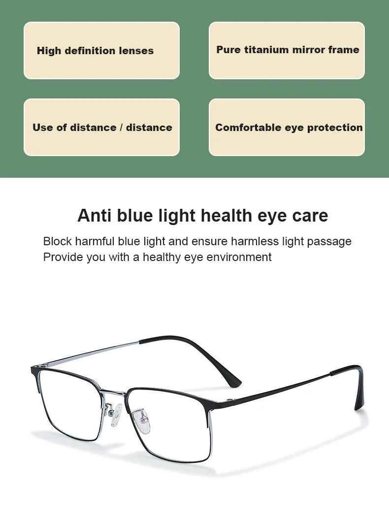 Men Prescription Glasses Optics Lenses  Reading Glasses Women Blue Light Blocking Myopia Eyewear Metal Titanium Eyeglasses Frame