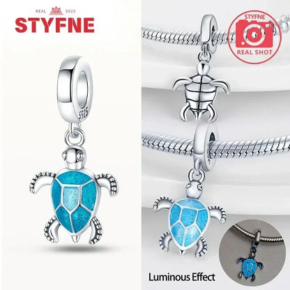 S925 Silver Glow-in-the-dark Firefly Charm Pendant Fit Original Charms Bracelet Gift Beads for Women Diy Fine Jewelry Gifts - AMULET RING STORE
