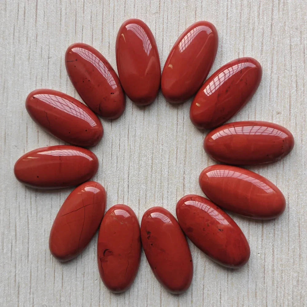Fashion Mix natural Stone oval cabochons beads diy Jewelry accessories making 15x30mm Wholesale 20pcs/Lot fast shipping - AMULET RING STORE