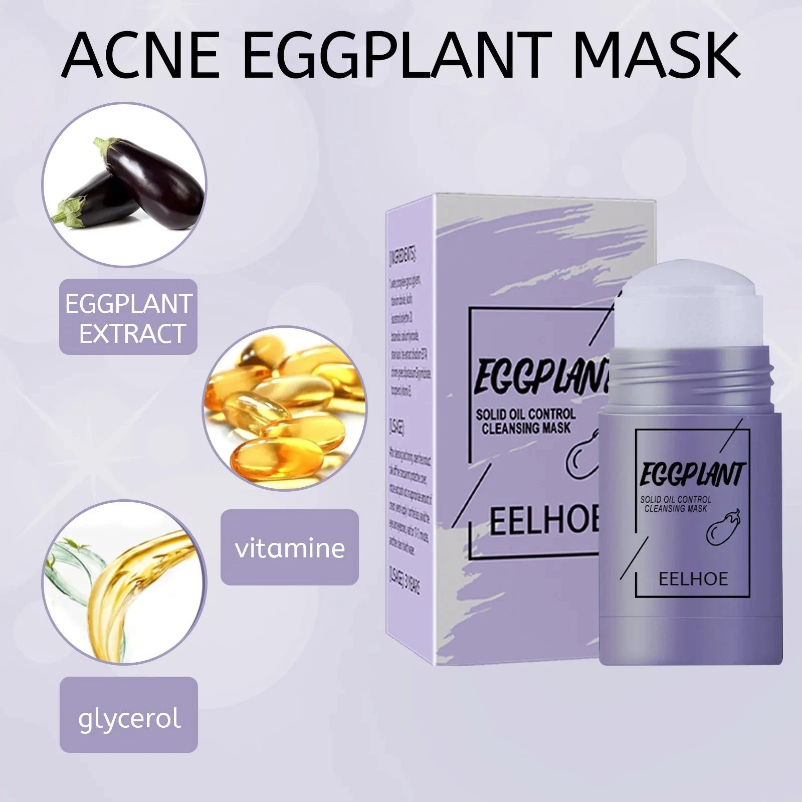 Green Tea Eggplant Solid facial mask Smearing Mud Mask Stick Cleaning Pore Dirt Moisturizing Oil Control Facial Care Product - AMULET RING STORE