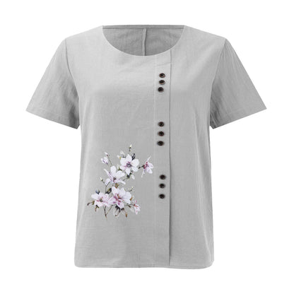Cotton Linen T Shirt Women's Clothing Summer Retro Ladies Tops Tee Casual Loose Short Sleeve T-shirt Woman Ropa Blusas Tshirt