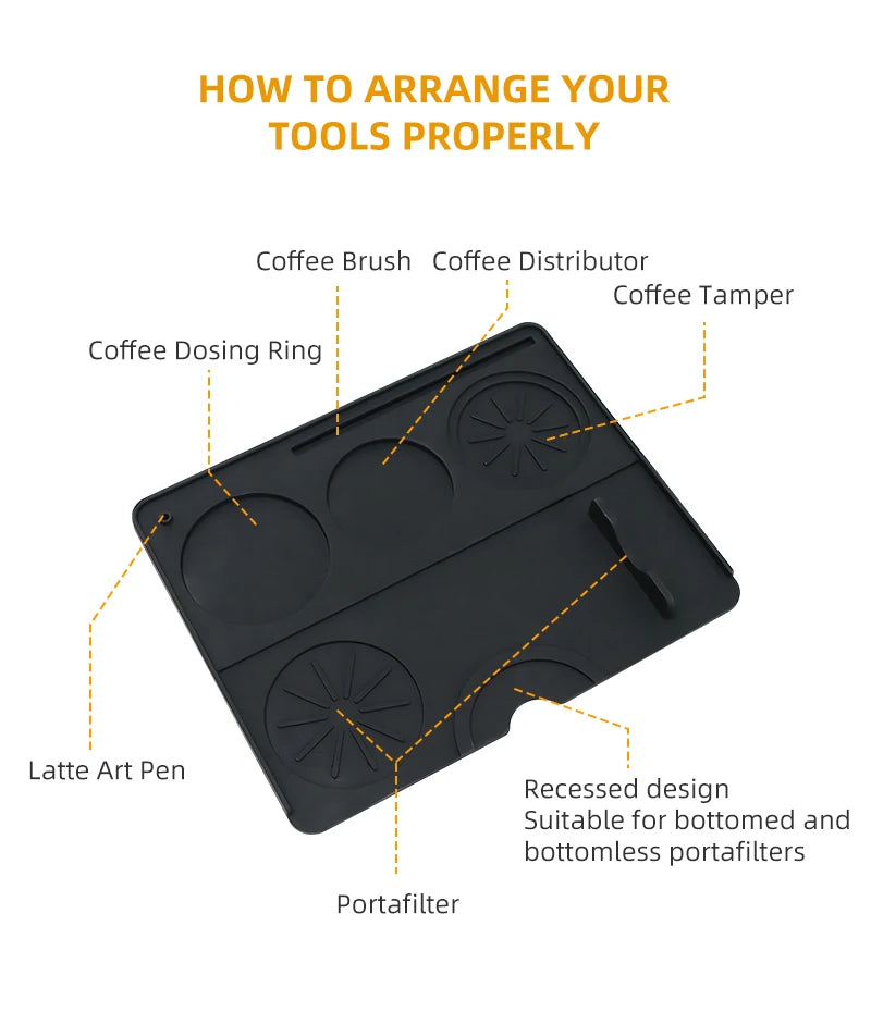 Coffee Tamper Mat Espresso Portafilter Station Silicone Bar Machine Pad Rubber Anti Slip Bar Kitchen Barista Tools Accessories - AMULET RING STORE