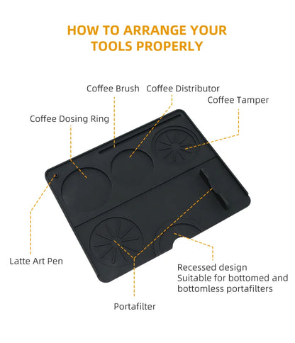 Coffee Tamper Mat Espresso Portafilter Station Silicone Bar Machine Pad Rubber Anti Slip Bar Kitchen Barista Tools Accessories - AMULET RING STORE