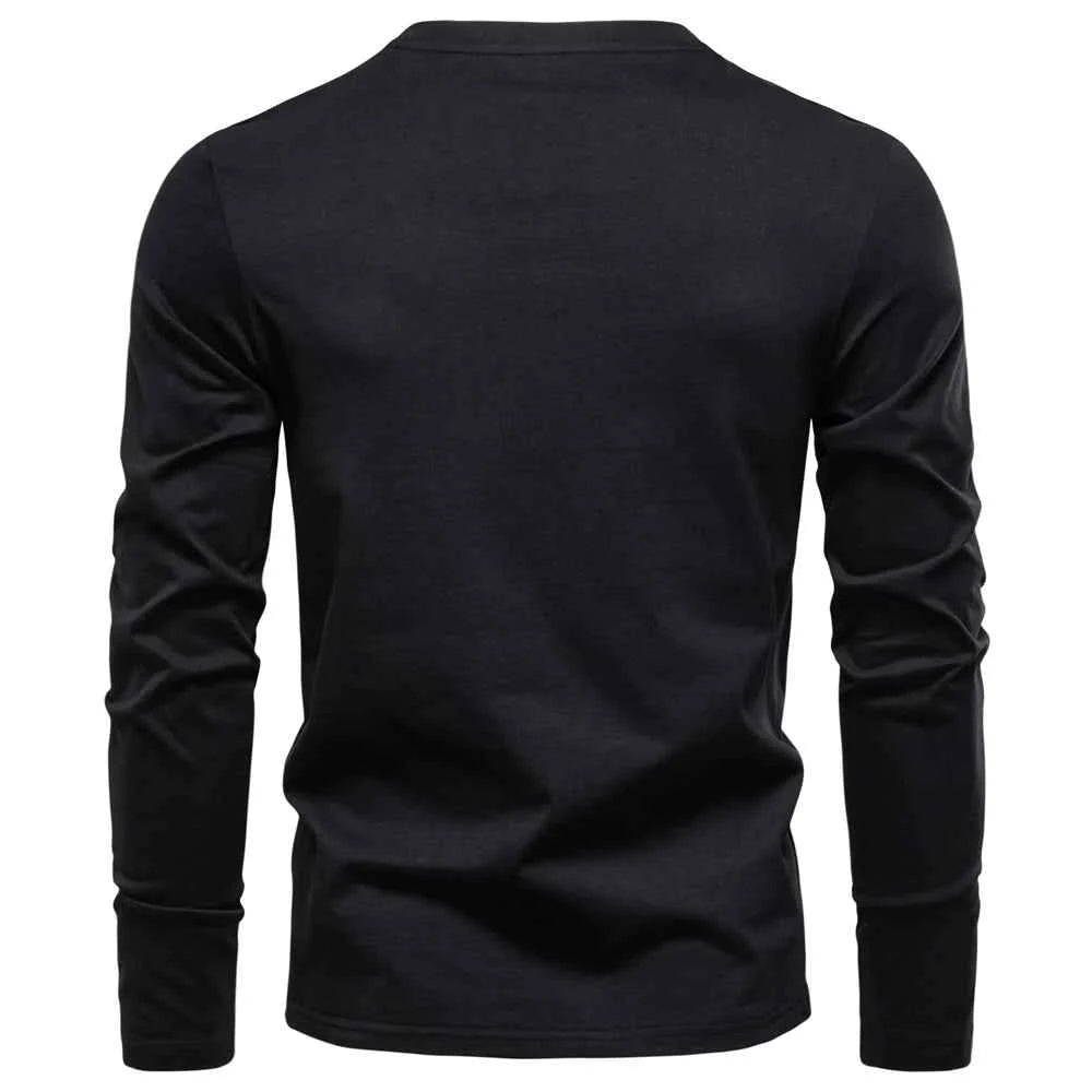 AIOPESON High Quality Men's long sleeve t-shirt Fashion pure cotton henley collar long t shirt man polera manga larga hombre