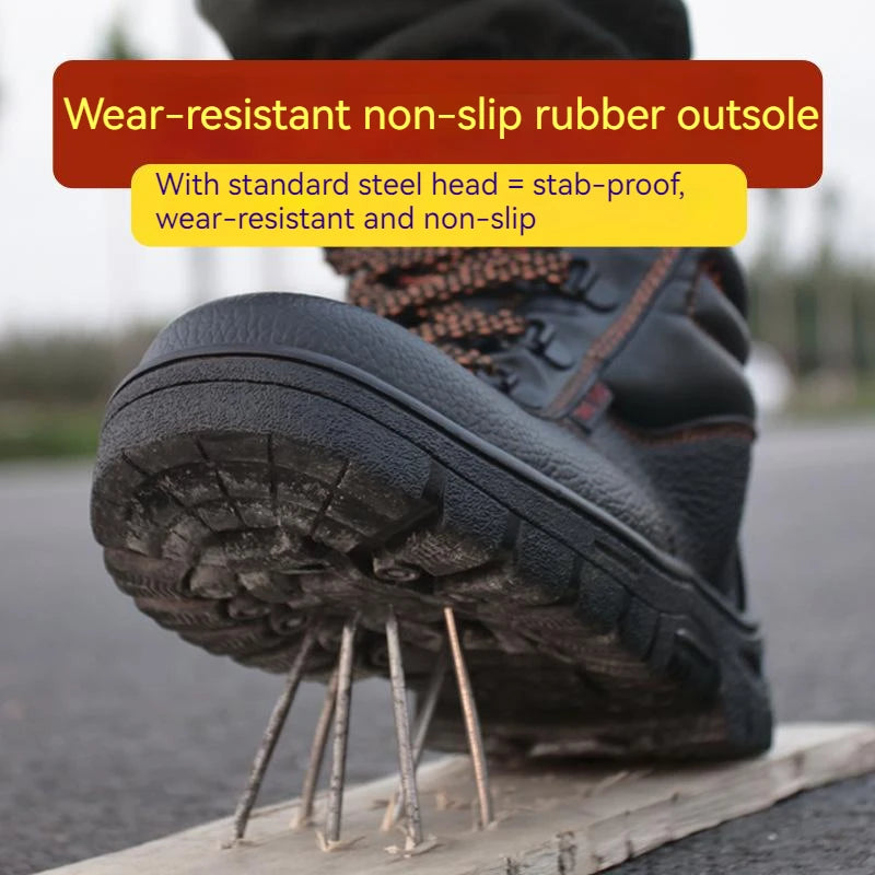 Wear-resisting Men Work Safety Boots Anti-smash Anti-puncture Work Sneakers Waterproof Boots Indestructible Protective Work Boot - AMULET RING STORE