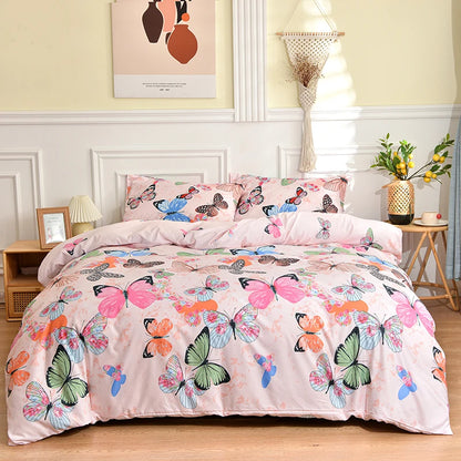 Ethereal Butterfly Print Brushed Duvet Cover Set with Pillowcases - Cozy Polyester,Twin/Full/King/Queen Size