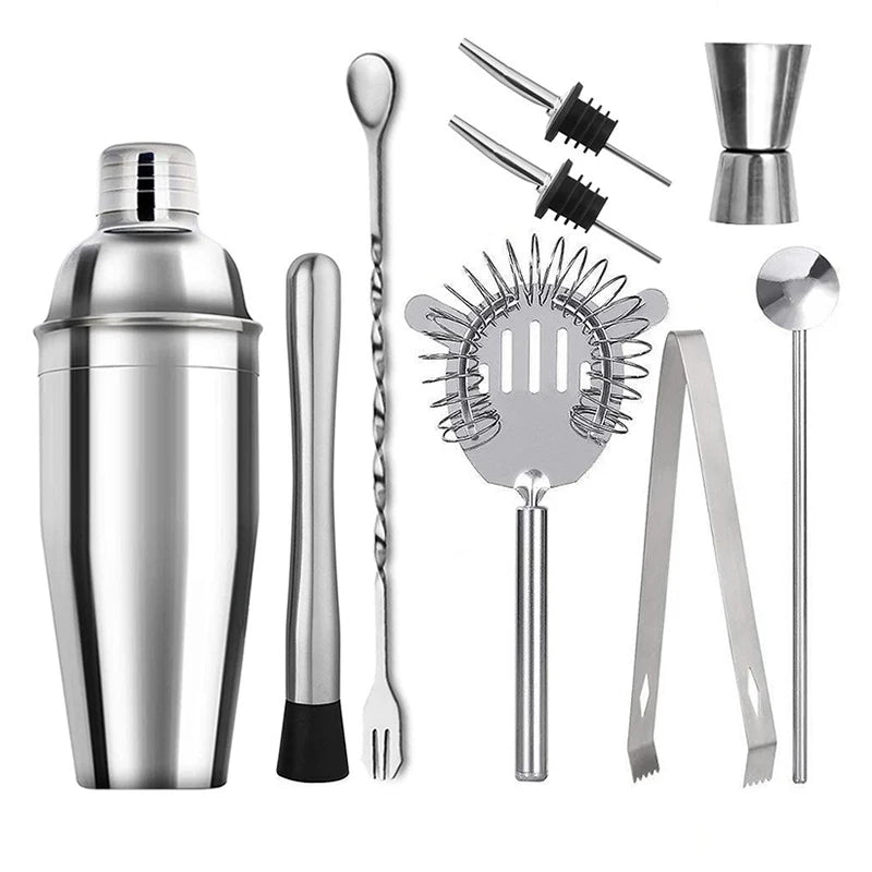 6/7/10pcs Stainless Steel Cocktail Shaker Bartending Tools Bartender Kit Martini Sharker Drink Mixer Set With Storage Bag - AMULET RING STORE