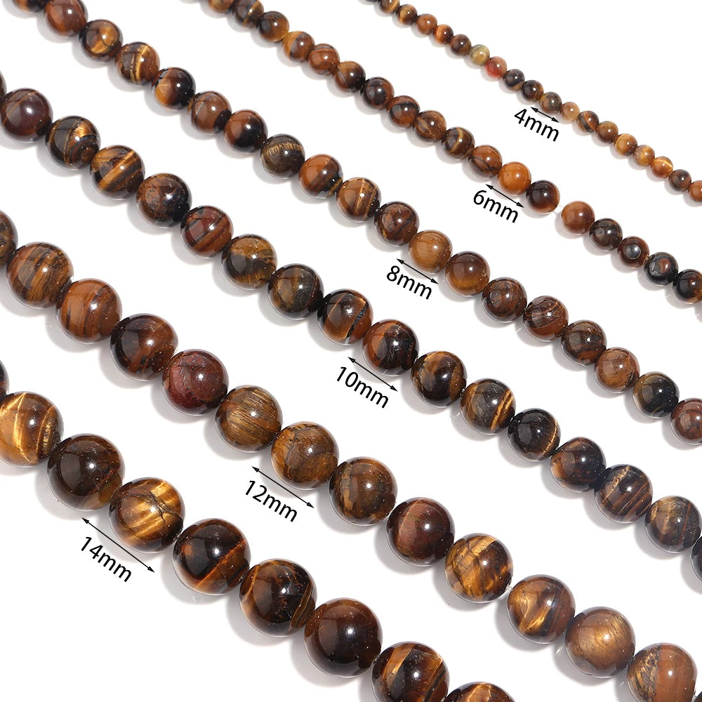 Natural Stone 4 6 8 10 12mm Round Tiger Eye Amethyst Agate Jades Stone Spacer Bead For Jewelry Making Diy Bracelet Needlework