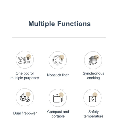 Electric Rice Cooker Multicooker Multifunction Pot Mini Hotpot Pan Soup Home Appliances for The Kitchen Pots Offers 1-2 People - AMULET RING STORE