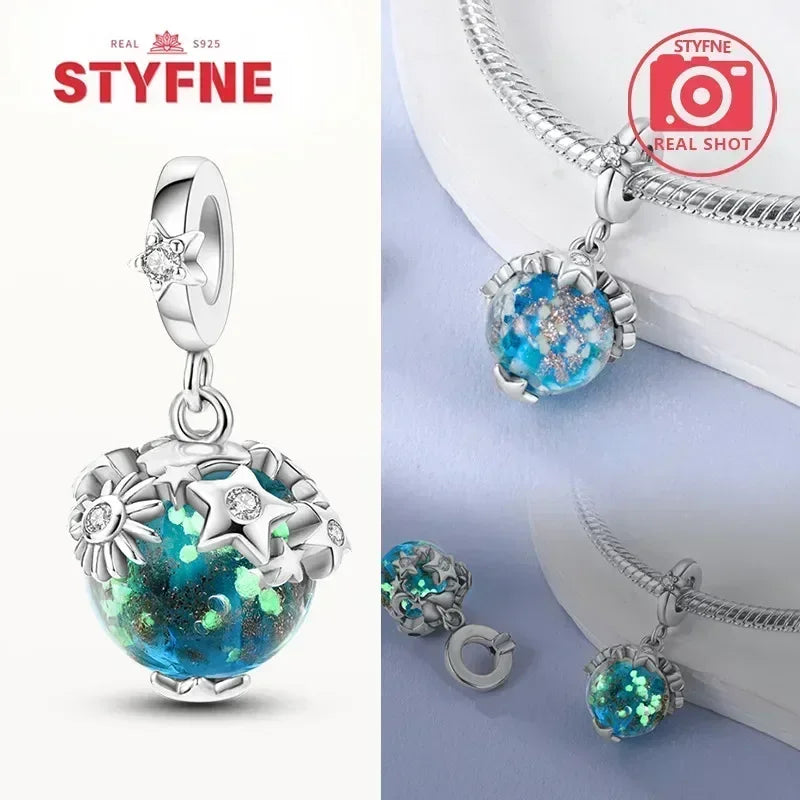 S925 Silver Glow-in-the-dark Firefly Charm Pendant Fit Original Charms Bracelet Gift Beads for Women Diy Fine Jewelry Gifts - AMULET RING STORE