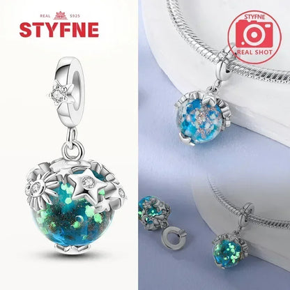 S925 Silver Glow-in-the-dark Firefly Charm Pendant Fit Original Charms Bracelet Gift Beads for Women Diy Fine Jewelry Gifts - AMULET RING STORE