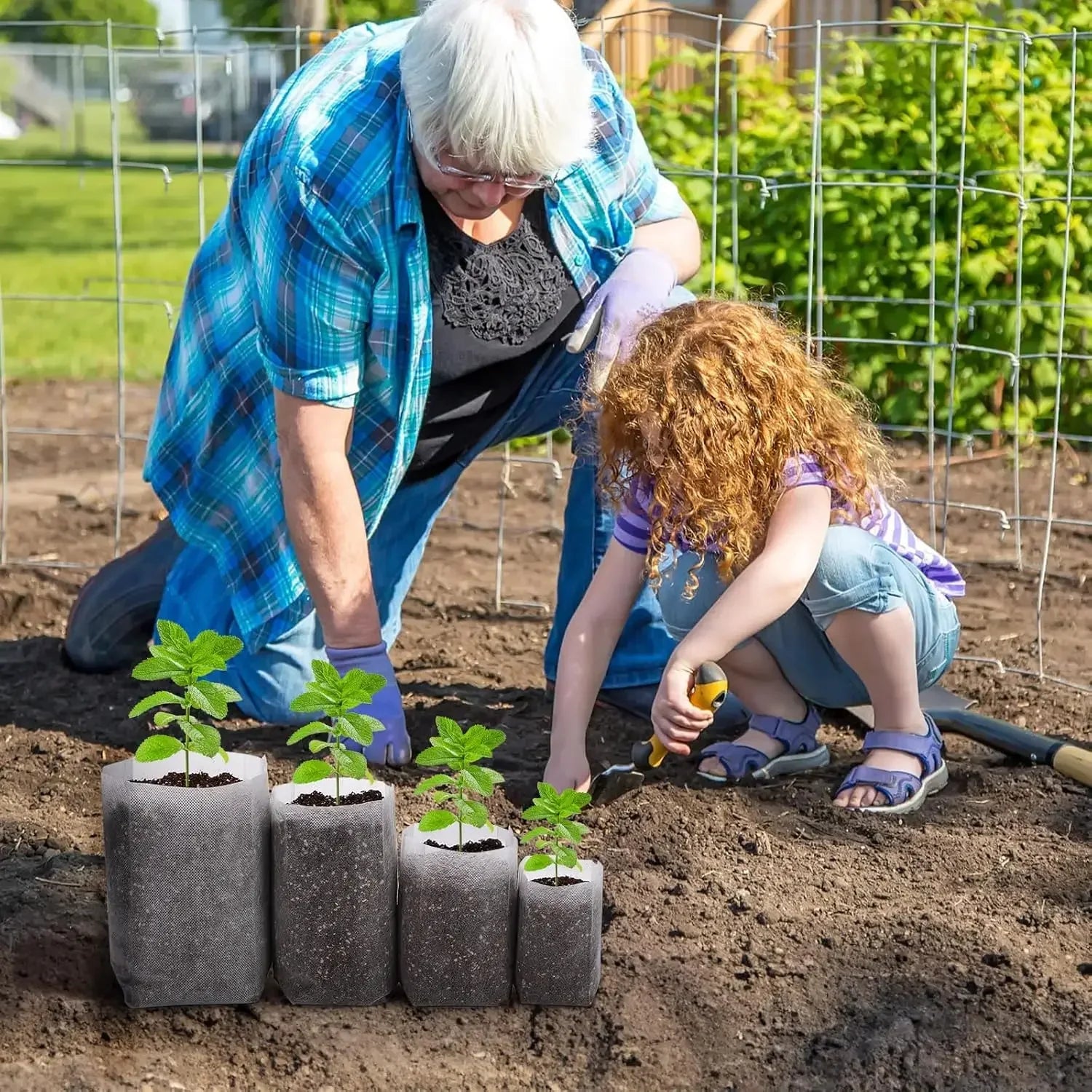 100PCS Breathable Plant Nursery Bags Biodegradable Grow Pots Fabric Seedling Containers Home Gardening Essentials - AMULET RING STORE