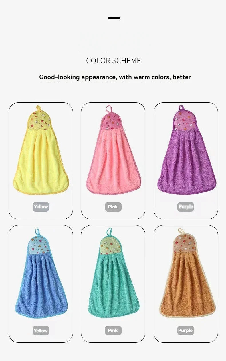 4pcs Coral Velvet Bathroom Supplies, Soft Hand Towel, Absorbent Cloth Dishcloths, Hanging Cloth, Kitchen Accessories - AMULET RING STORE