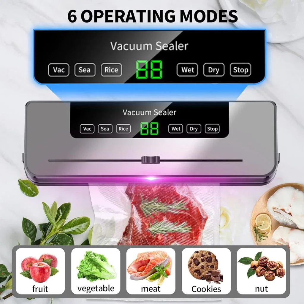 Household electric small vacuum sealer built-in cutting machine kitchen food storage seal vacuum bag touch button vacuum sealer - AMULET RING STORE