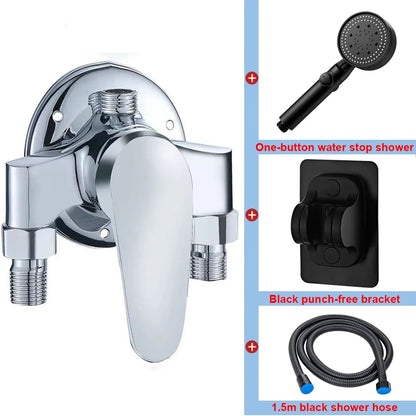 G1/2" Bathtub Shower Faucet Hot and Cold Water Mixing Valve Bathroom Set Countertop Mounted Chrome Plated Valve Bath Shower Set
