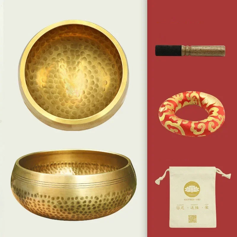 Bronze Tibetan Bowl Handmade Singing Bowls Genuine Pretty Meditation Musical Instruments Sound Healing Buddhist Monk Supplies - AMULET RING STORE