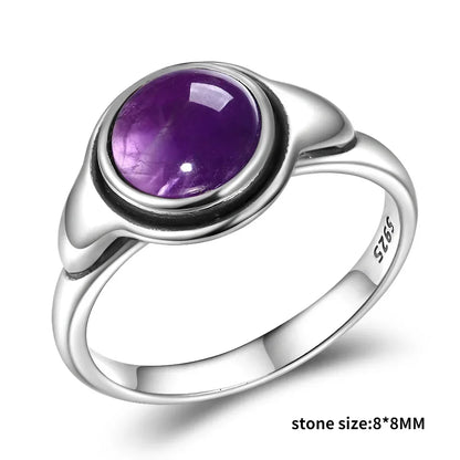 Luxury Vintage Ring Natural Amethyst Rings S925 Silver Jewelry Wedding Anniversary Party Ring Gifts for Women
