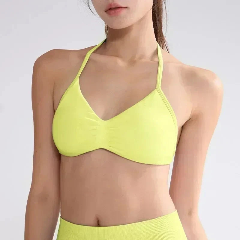 WHENG Gym Set 2 Piece Women Strappy Yoga Bra Top Workout Scrunch Shorts Sports Suit Fitness Clothes Seamless Yoga Set