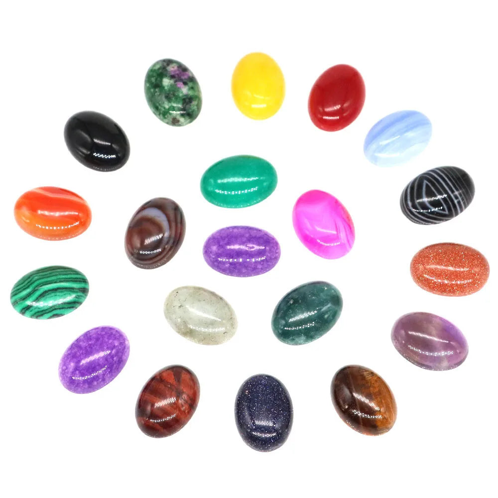 5pcs/Lot Natural Crystals Stone Oval Cabochon Beads Flat Back Cab Cameo DIY Ring Pendant Necklace Jewelry Making Accessories