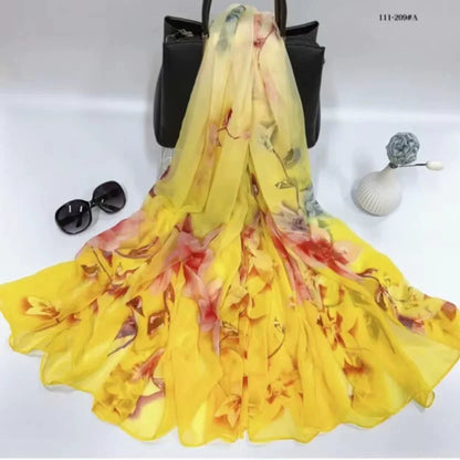 2025 Silk Scarf Women Hijab Pashmina Long Beach Stoles Shawl Wrap Headbands Spring Warm Scarves Bandana Ladies Neckscarf Foulard