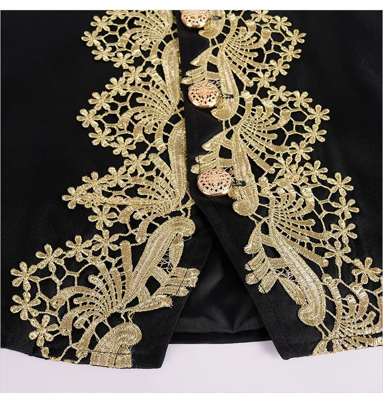 2025 New Medieval Vintage Prince Lace Suits for Men and Women, Halloween Performance Cosplay Three Piece Set(Blazer+Vest+Pants)