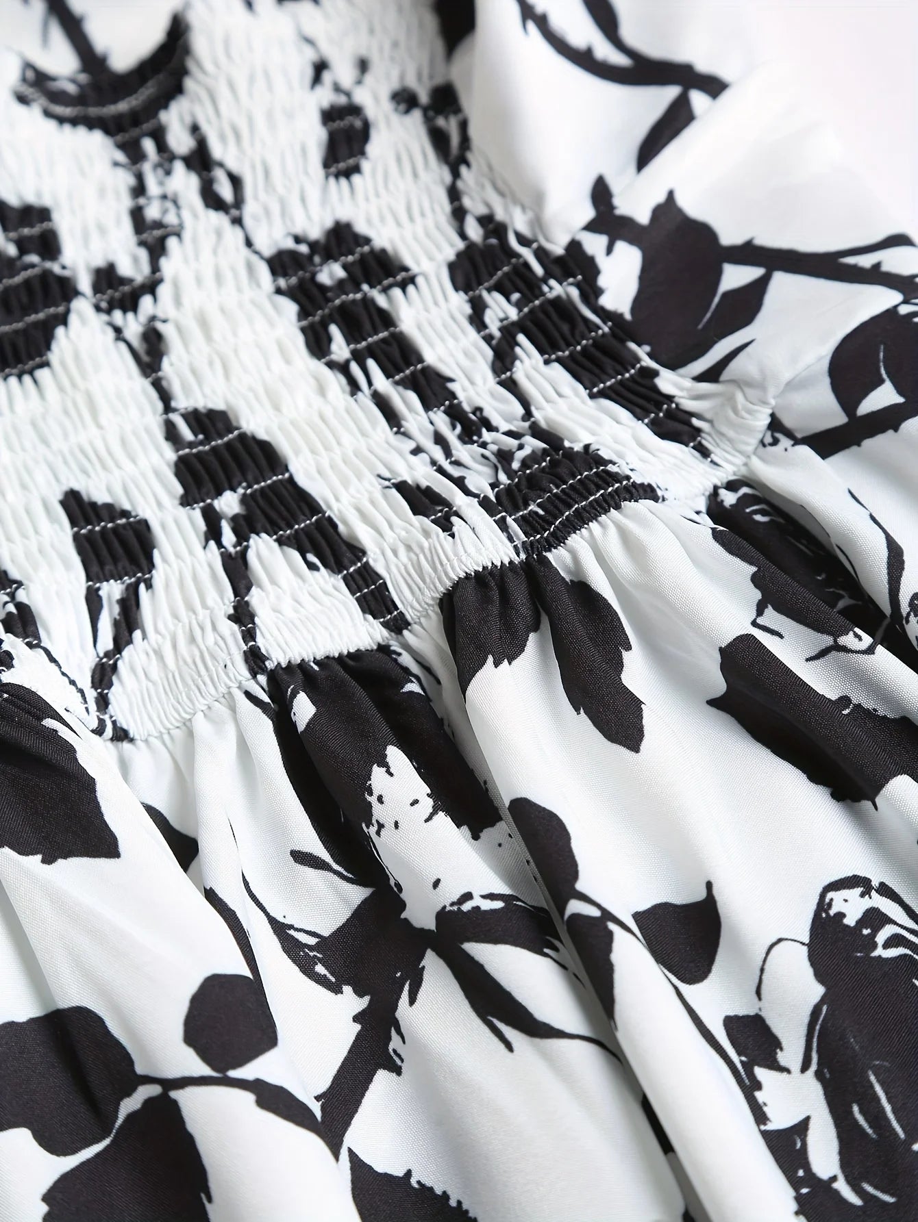 2024 European and American fashion plus size women's new flower print A-line skirt bow tie slit dress