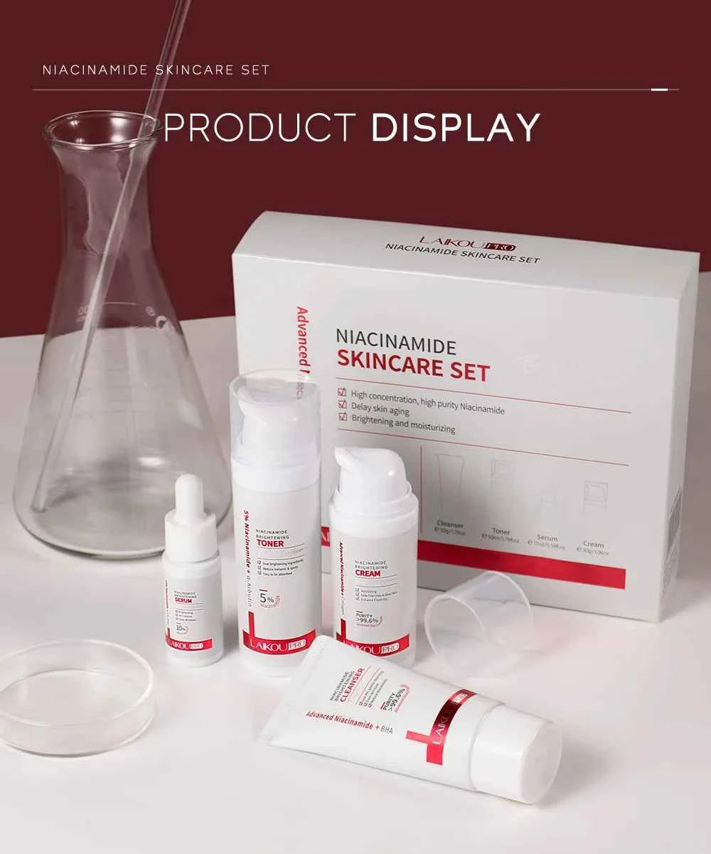 Niacinamide Skin Care Set Oil Control Anti-Wrinkle Aging Fine Lines Serum Whitening cream Repair Face Nourish Toner 4 Set box