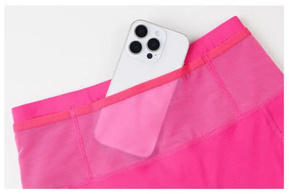 Marathon Compression Shorts with Waistband Pocket Men Women Quick Dry Nylon Workout Tights for Cycling Running Training