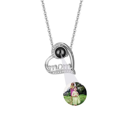Custom Photo Necklace Personalized Picture Projection Necklace Rose Flower Projective Pendant Necklace Memorial Gifts For Women