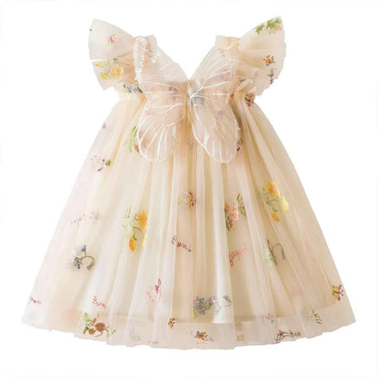 Delicate Party Prom Evening Dress Colorful Flower Embroidery Dresses Fashion Butterfly Princess Dress Birthday Princess Clothes