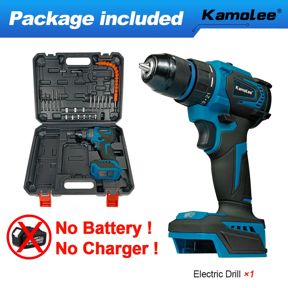 Kamolee 10mm Cordless Electric Impact Drill Electric Screwdriver Home DIY Power Tools For Makita 18V Battery - AMULET RING STORE